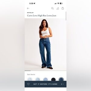 Abercrombie & Fitch Curve Love The Loose High Rise, Sz 31s